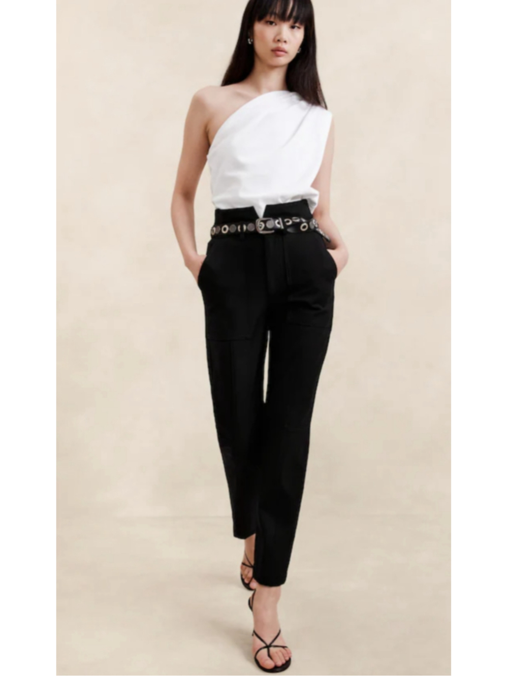 Banana Republic Refined Slim Utility Black High Rise Pants Trousers Sz 4